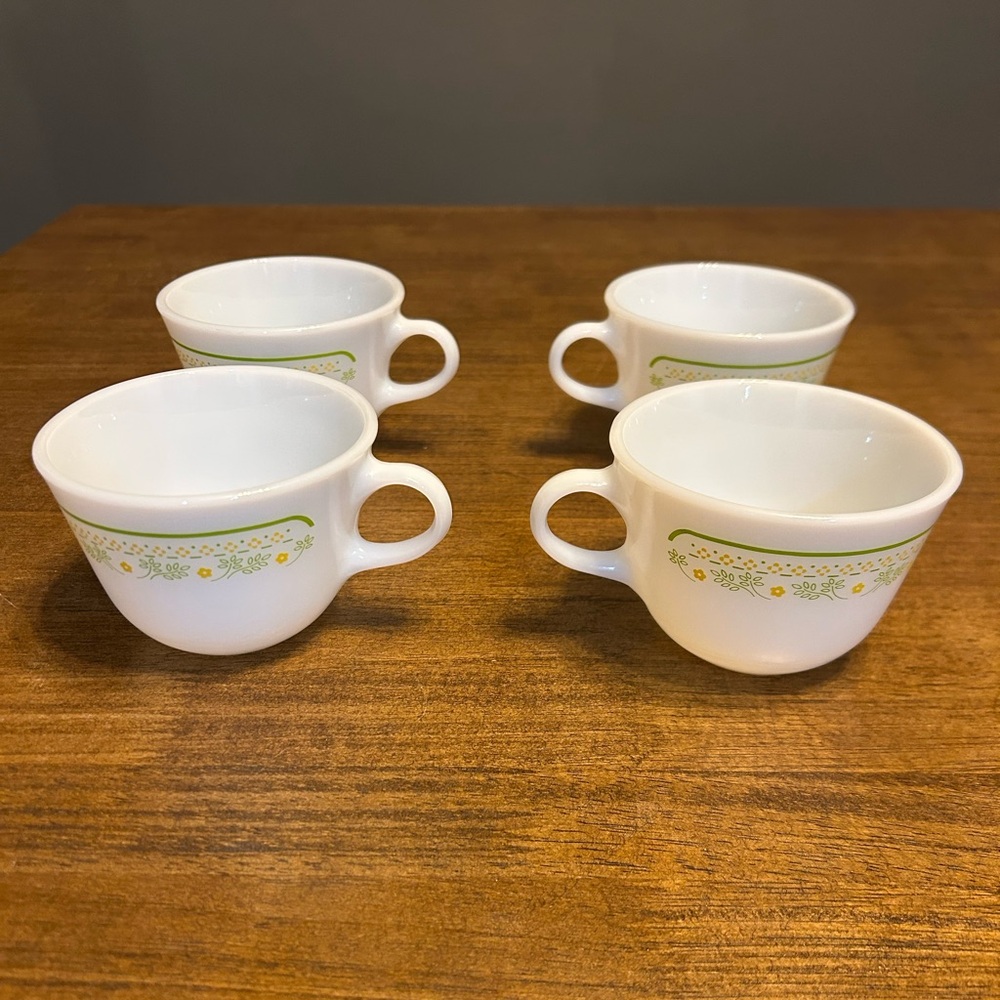Pyrex Vintage Summer Impressions Sunshine 8oz Floral White and Green Cup Mugs - Picture 7 of 11